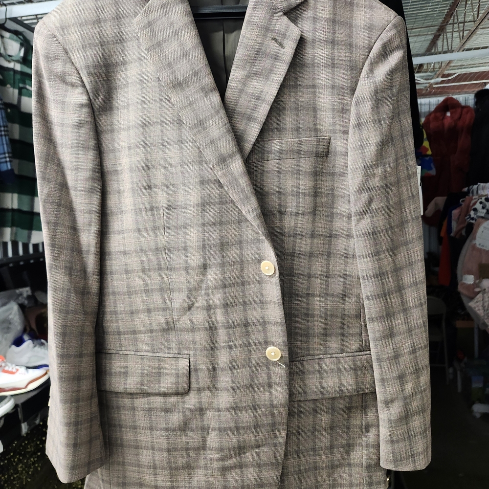Jos. A. Bank Men's Checkered Blazer - Brown and Gray